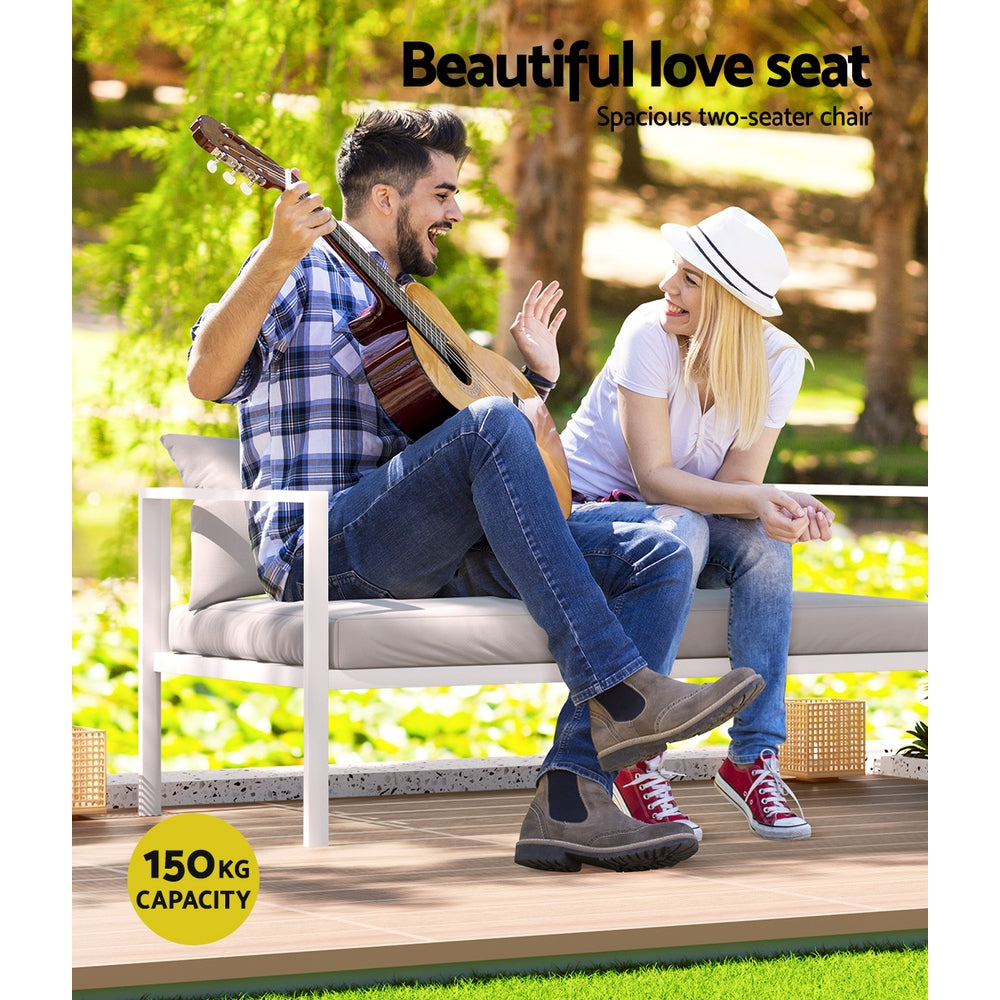 4 Seater Aluminium Outdoor Sofa Set - White - Homecoze