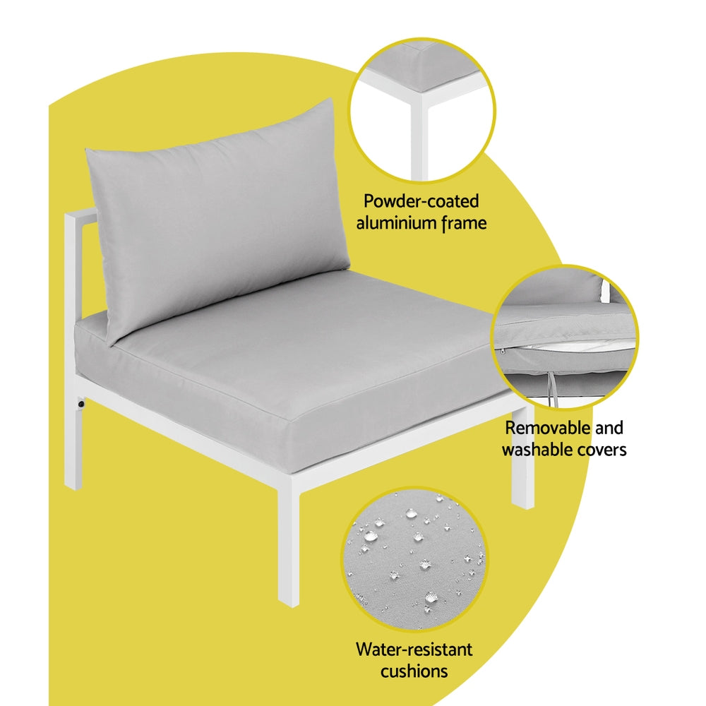 4 Seater Aluminium Outdoor Sofa Set - White - Homecoze