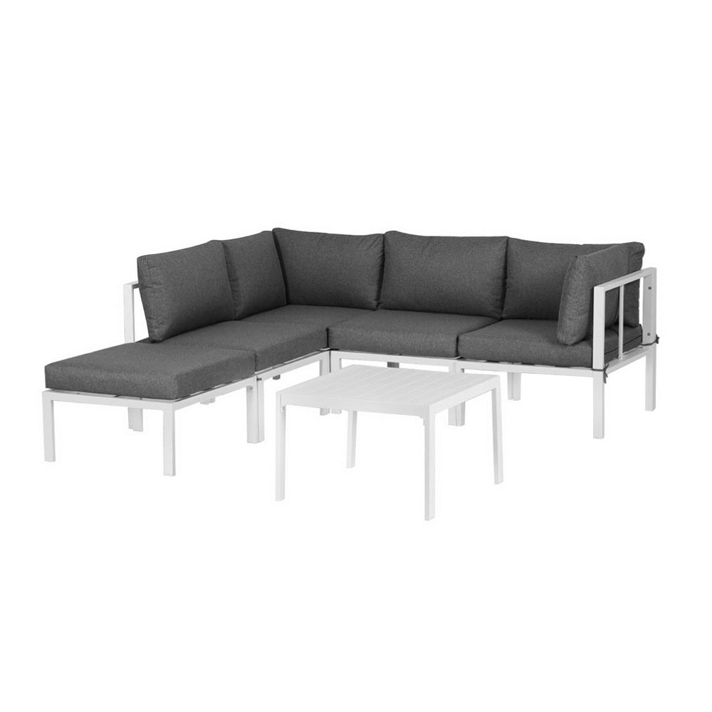 5 Seater Aluminium Outdoor Sofa Set - White - Homecoze