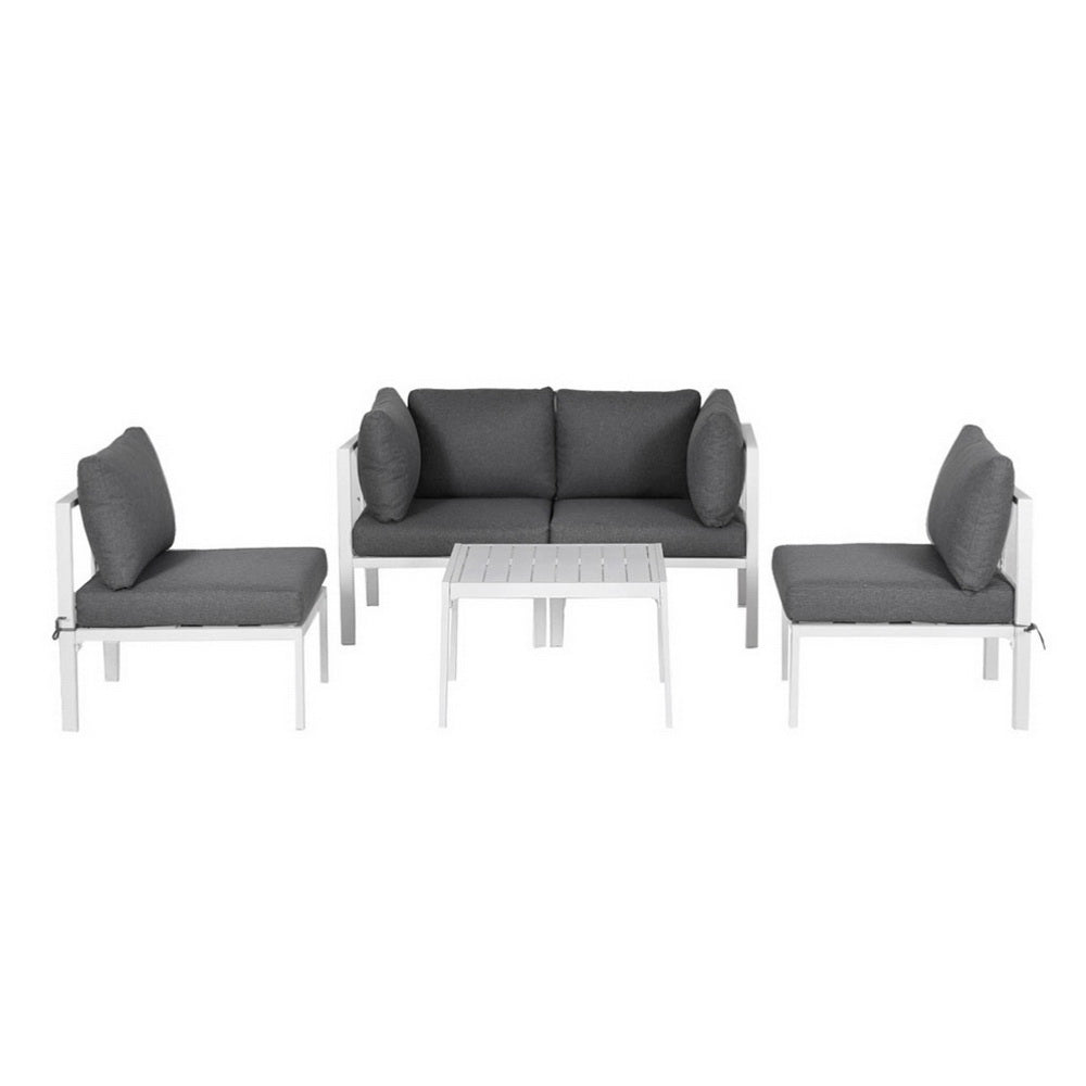 5 Seater Aluminium Outdoor Sofa Set - White - Homecoze