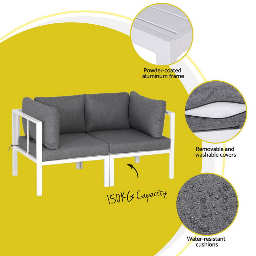 5 Seater Aluminium Outdoor Sofa Set - White - Homecoze