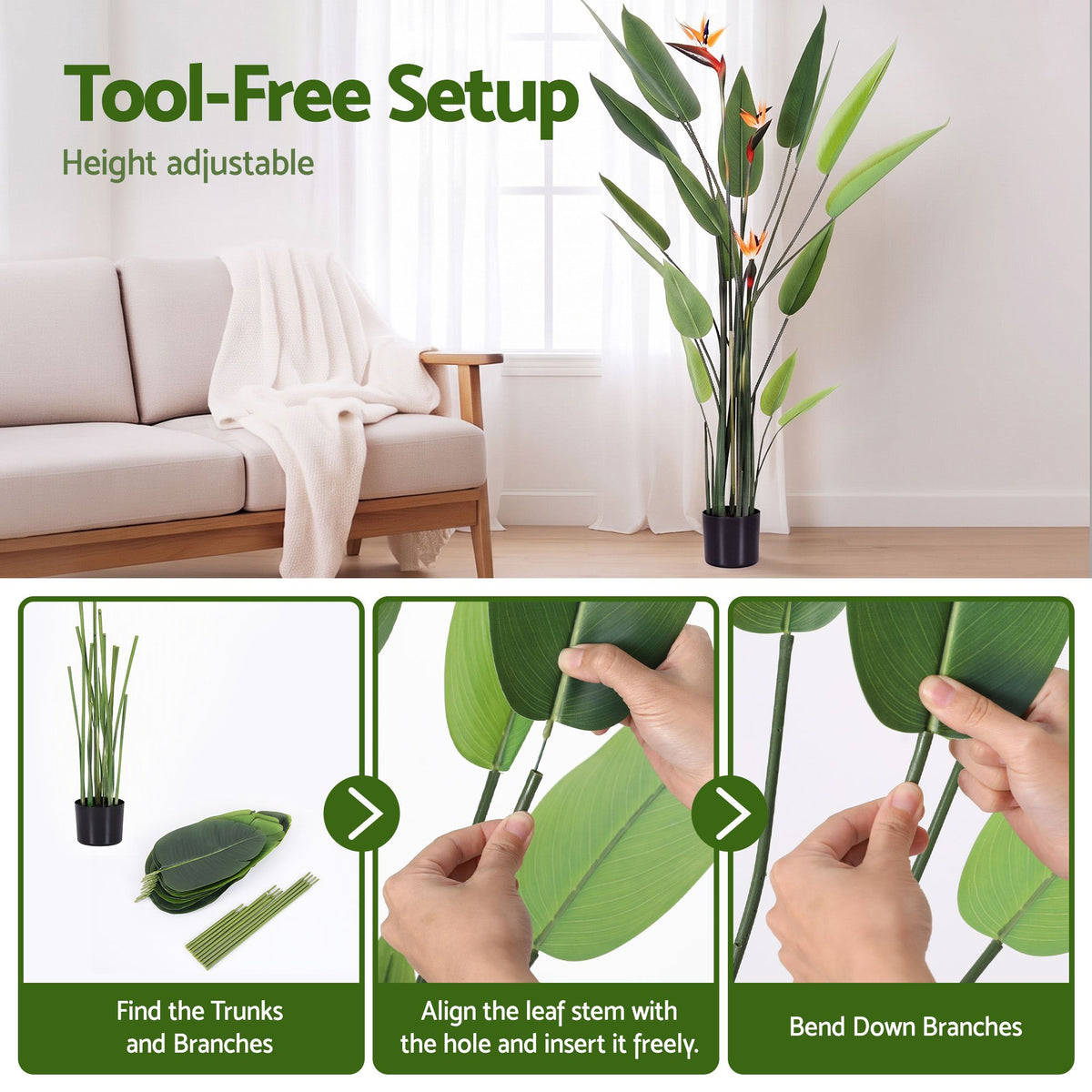 150cm Artificial Bird of Paradise Plant with Flowers