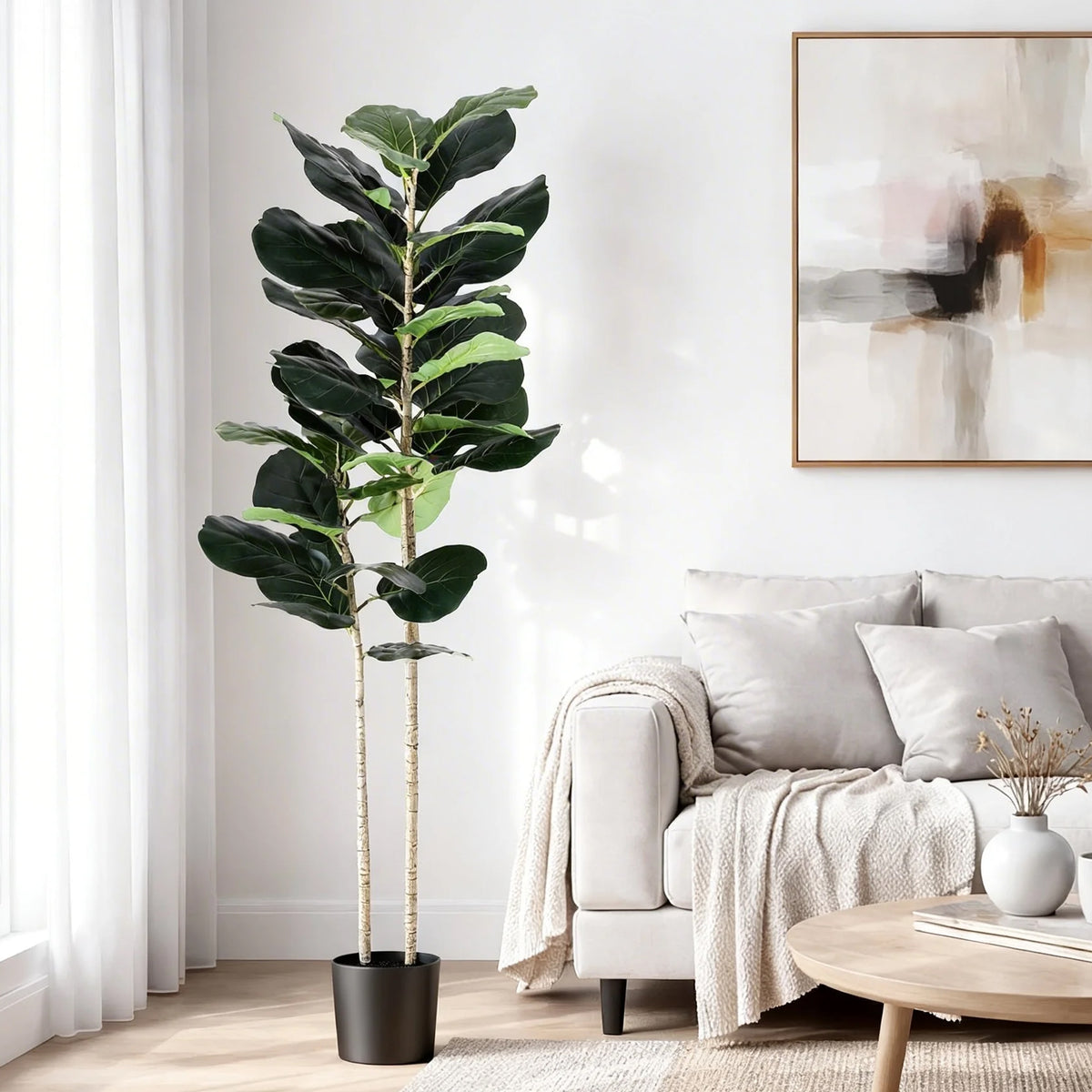 Artiss 150cm Artificial Fiddle Tree Faux Trees Indoor Decor Artificial Plants Lifelike Plant 1.5M - Homecoze