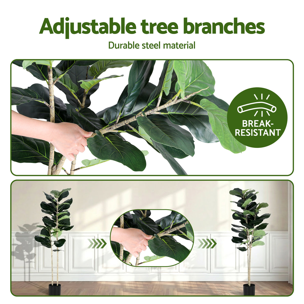 Artiss 150cm Artificial Fiddle Tree Faux Trees Indoor Decor Artificial Plants Lifelike Plant 1.5M - Homecoze
