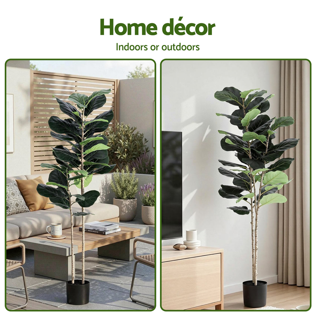 Artiss 150cm Artificial Fiddle Tree Faux Trees Indoor Decor Artificial Plants Lifelike Plant 1.5M - Homecoze