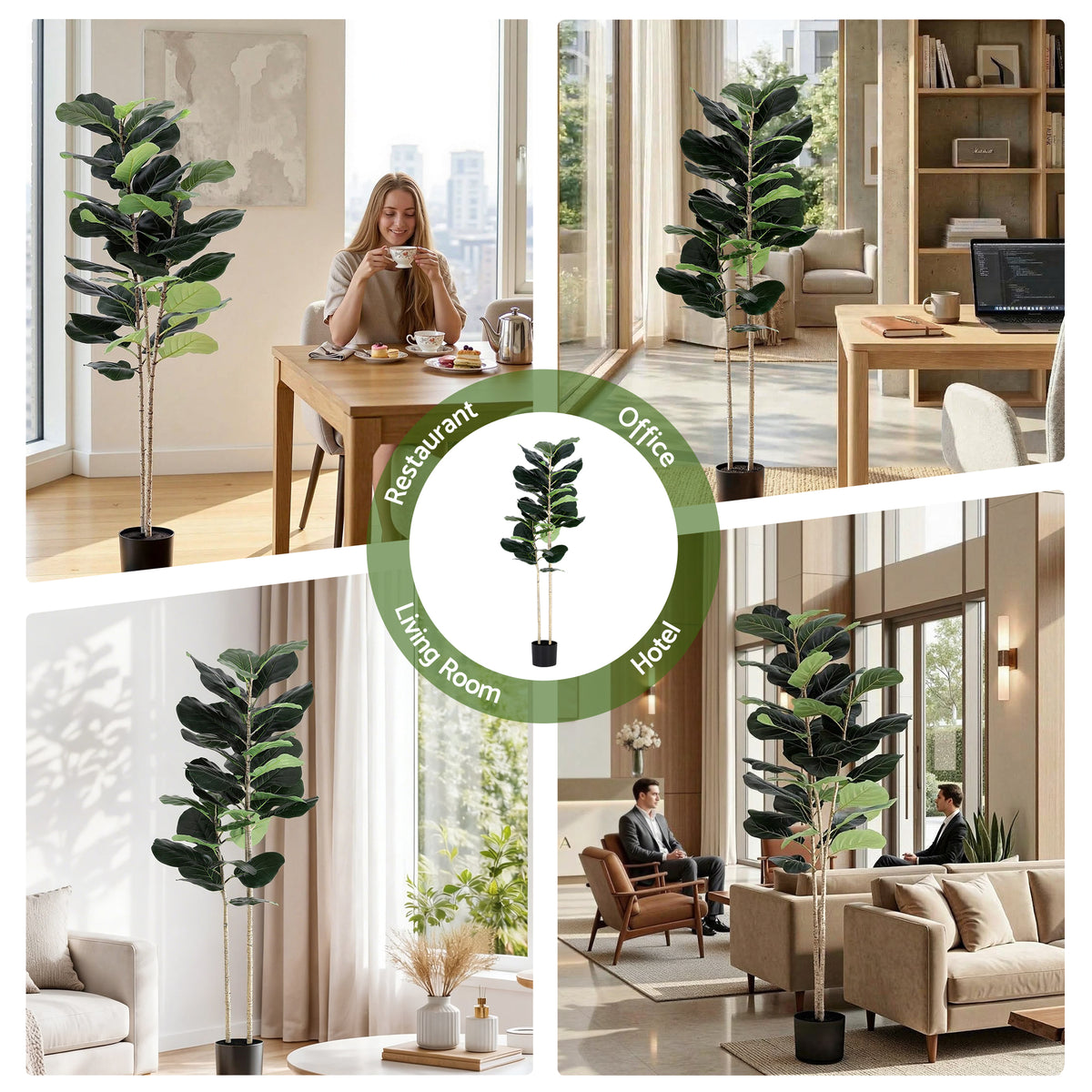 Artiss 150cm Artificial Fiddle Tree Faux Trees Indoor Decor Artificial Plants Lifelike Plant 1.5M - Homecoze
