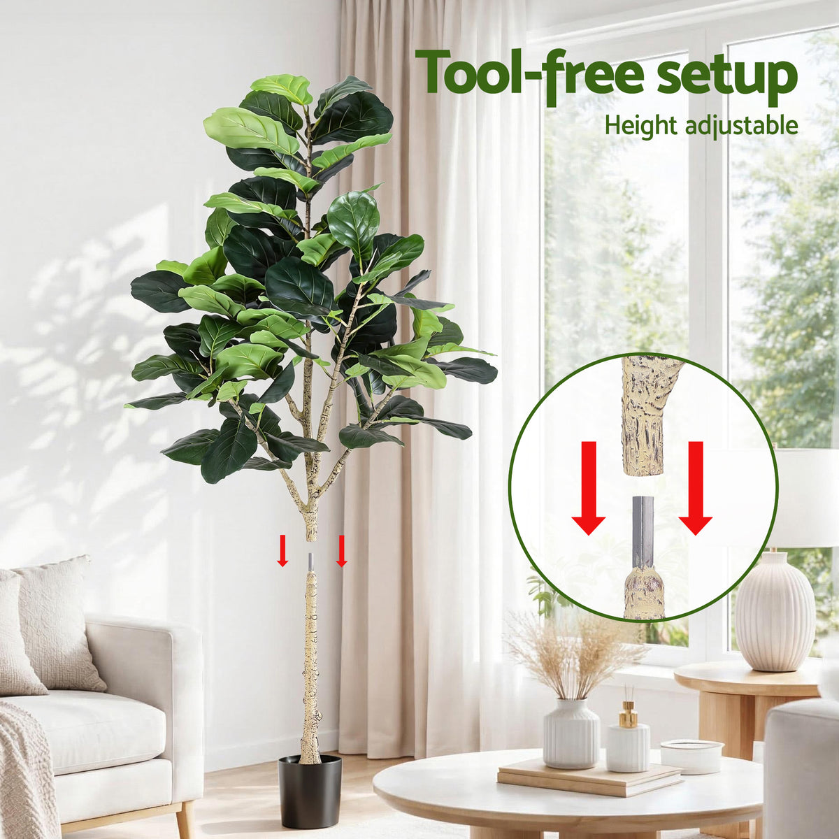 Artiss 180cm Artificial Fiddle Tree Faux Trees Indoor Decor Artificial Plants Lifelike Plant 1.8M - Homecoze