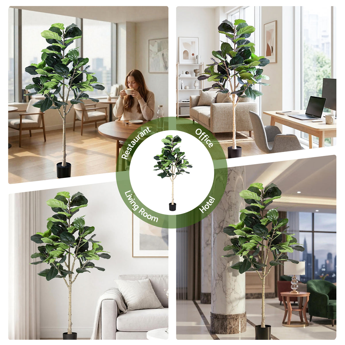 Artiss 180cm Artificial Fiddle Tree Faux Trees Indoor Decor Artificial Plants Lifelike Plant 1.8M - Homecoze
