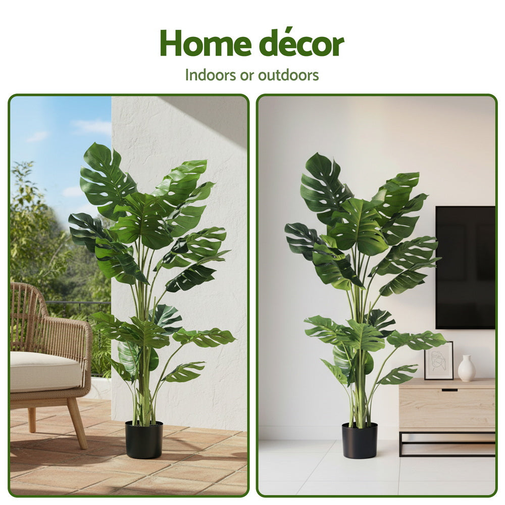 Artiss 140cm Artificial Monstera Tree Faux Trees Indoor Decor Artificial Plants Lifelike Plant 1.4M - Homecoze