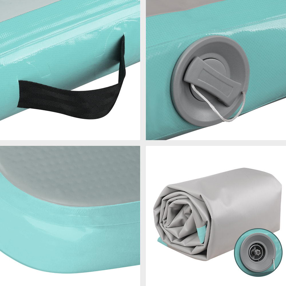 3M Air Track Gymnastics Tumbling Inflatable Exercise Mat 10cm Thick Green - Homecoze