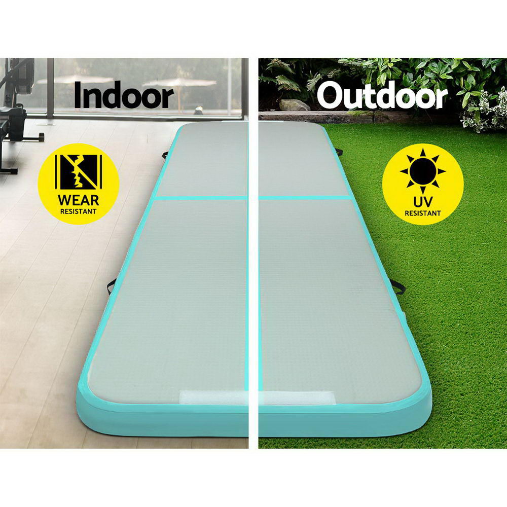 3M Air Track Gymnastics Tumbling Inflatable Exercise Mat 10cm Thick Green - Homecoze
