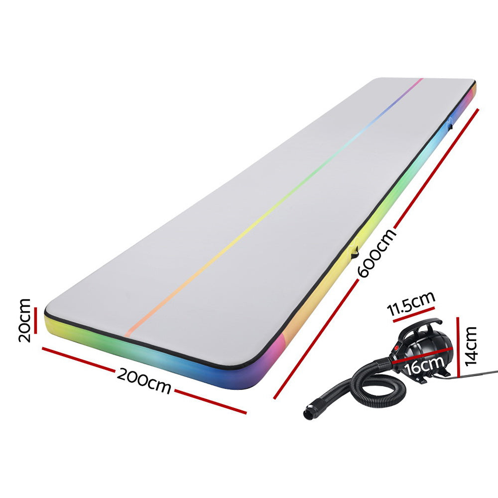 6M x 2M Air Track Gymnastics Inflatable Tumbling Mat 20cm Thick with Pump - Homecoze