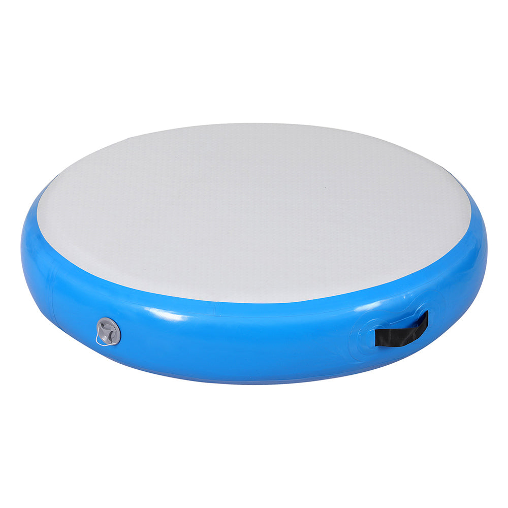 Round 1m Air Track Inflatable Gymnastics Tumbling Mat - Blue - Homecoze