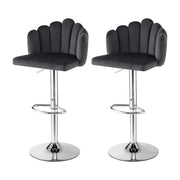 Artiss Bar Stool X2 Kitchen Dining Counter Gaslift Chair Adjustable Velvet Grey - Homecoze