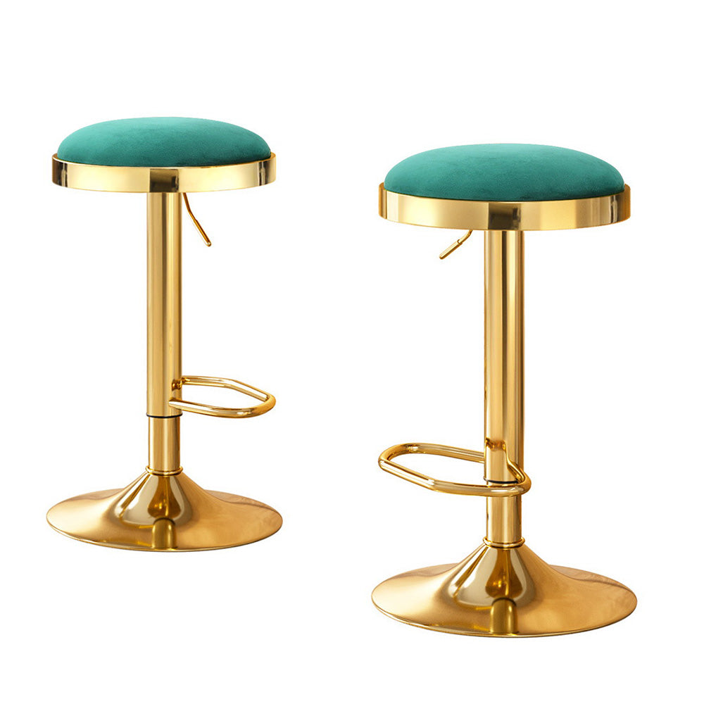 2x Artiss Bar Stools Kitchen Dining Chairs Velvet Padded Stool Green - Homecoze