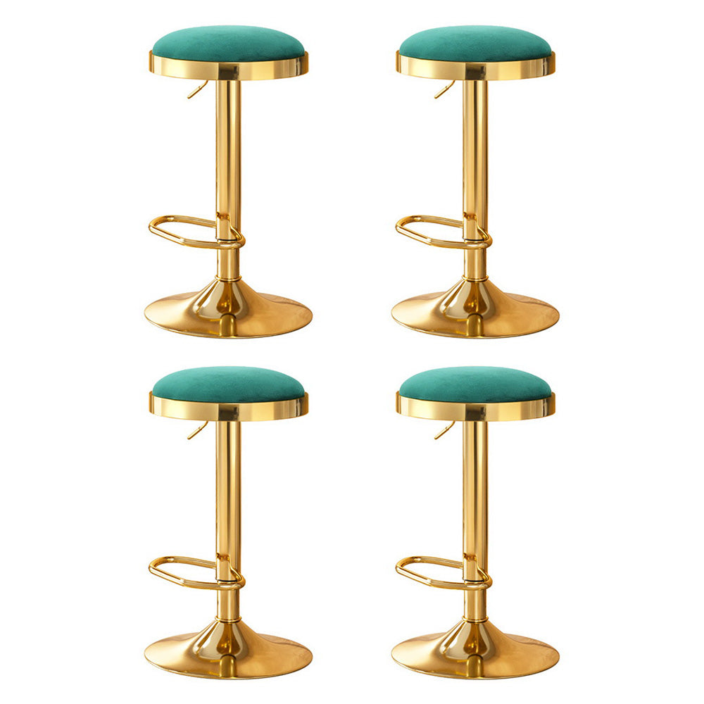4x Artiss Bar Stools Kitchen Dining Chairs Velvet Padded Stool Green - Homecoze