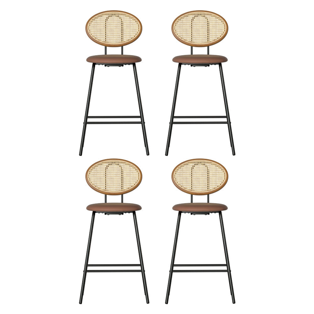Rosie (Set of 4) Rattan Bar Stools 65cm - Brown - Homecoze