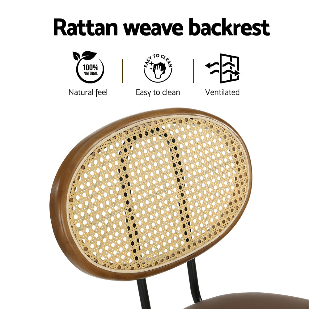 Rosie (Set of 4) Rattan Bar Stools 65cm - Brown - Homecoze
