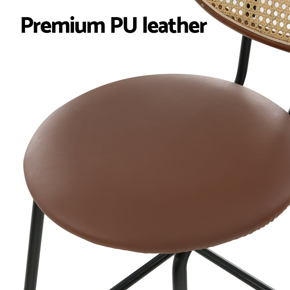 Rosie (Set of 4) Rattan Bar Stools 65cm - Brown - Homecoze