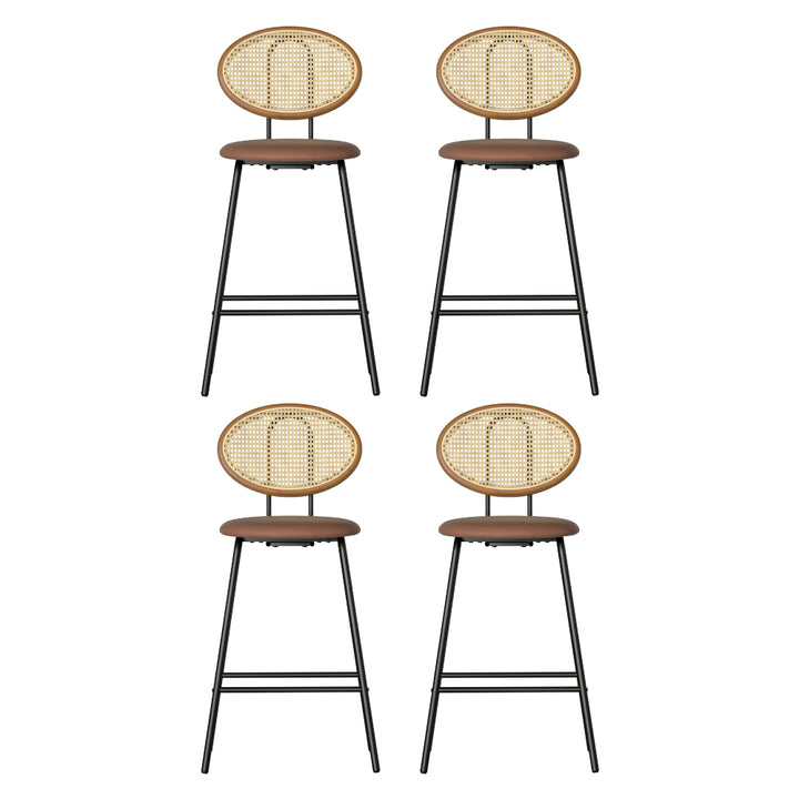 Rosie (Set of 4) Rattan Bar Stools 65cm - Brown