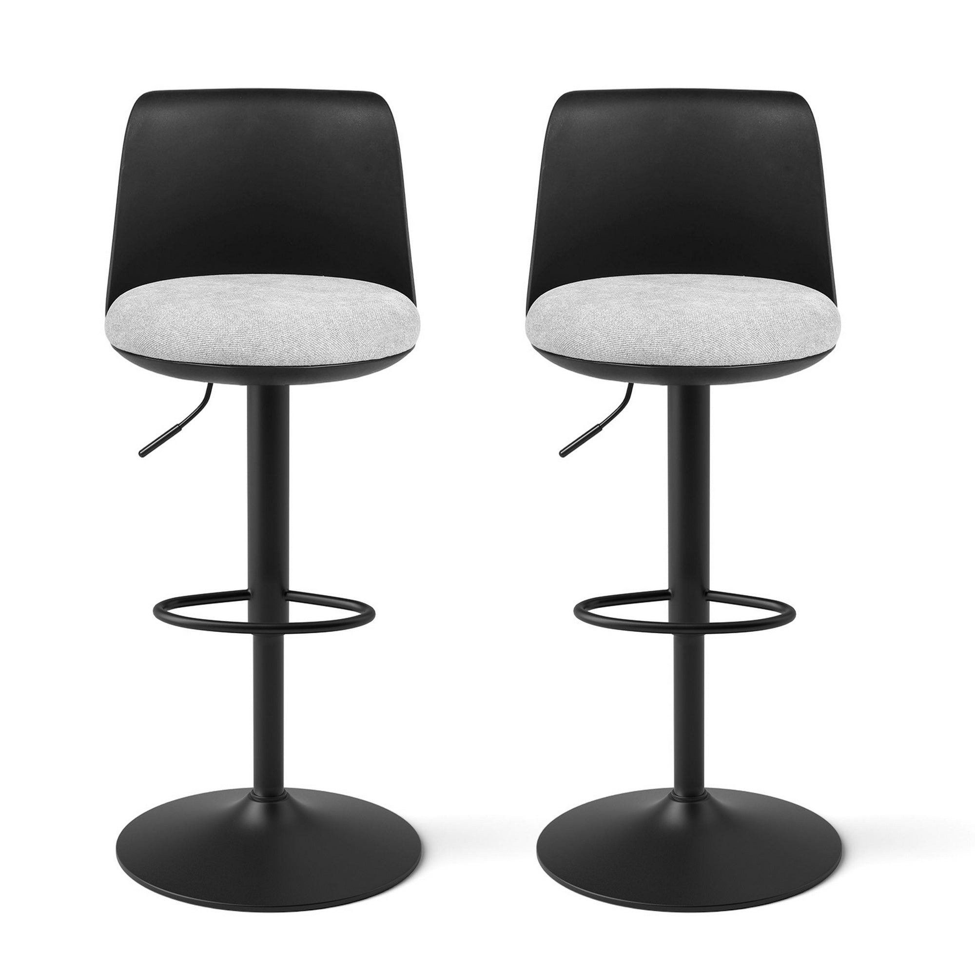 Artiss 2x Bar Stools Kitchen Swivel Gas Lift Counter Dining Chair Curved Black - Homecoze