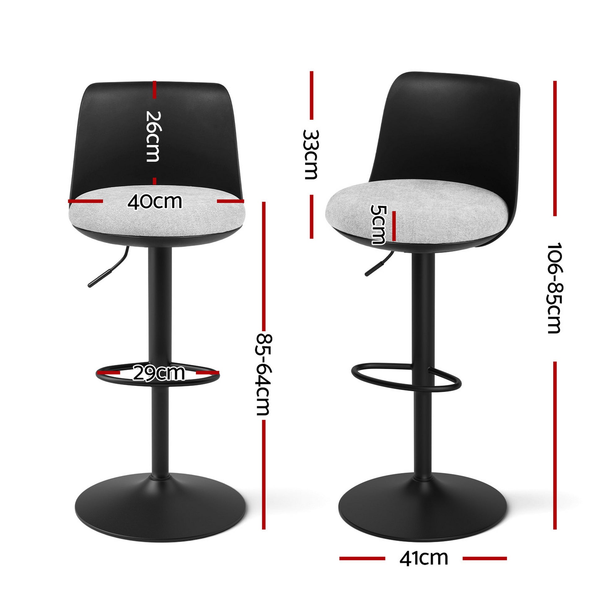 Artiss 4x Bar Stools Kitchen Swivel Gas Lift Counter Dining Chair Curved Black - Homecoze