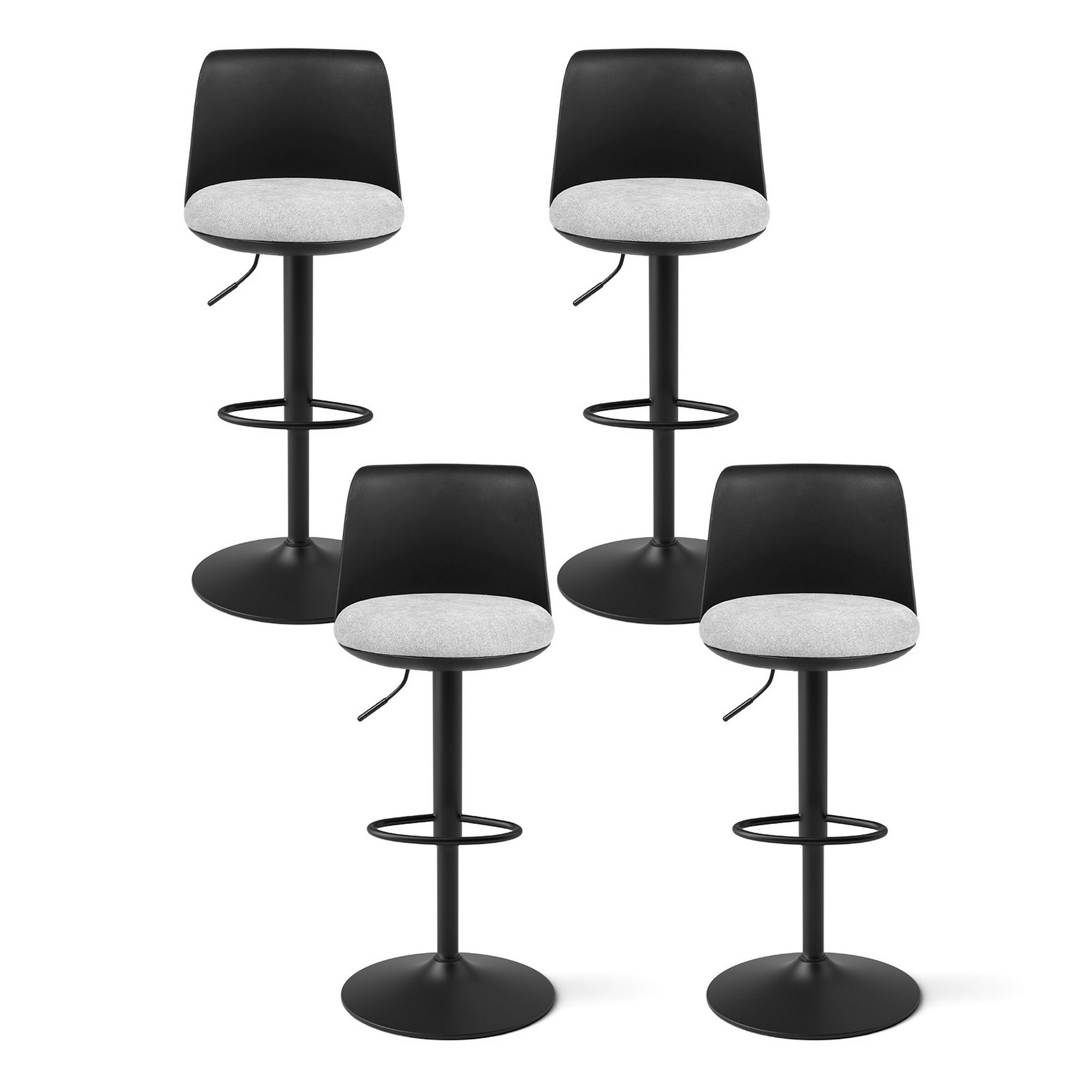 Artiss 4x Bar Stools Kitchen Swivel Gas Lift Counter Dining Chair Curved Black - Homecoze