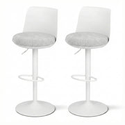 Artiss 2x Bar Stools Kitchen Swivel Gas Lift Counter Dining Chair Curved White - Homecoze