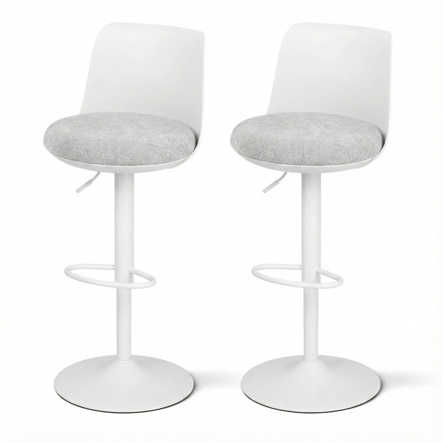 Artiss 2x Bar Stools Kitchen Swivel Gas Lift Counter Dining Chair Curved White - Homecoze