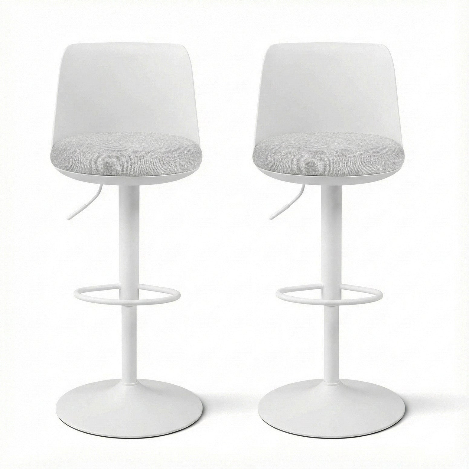 Artiss 2x Bar Stools Kitchen Swivel Gas Lift Counter Dining Chair Curved White - Homecoze