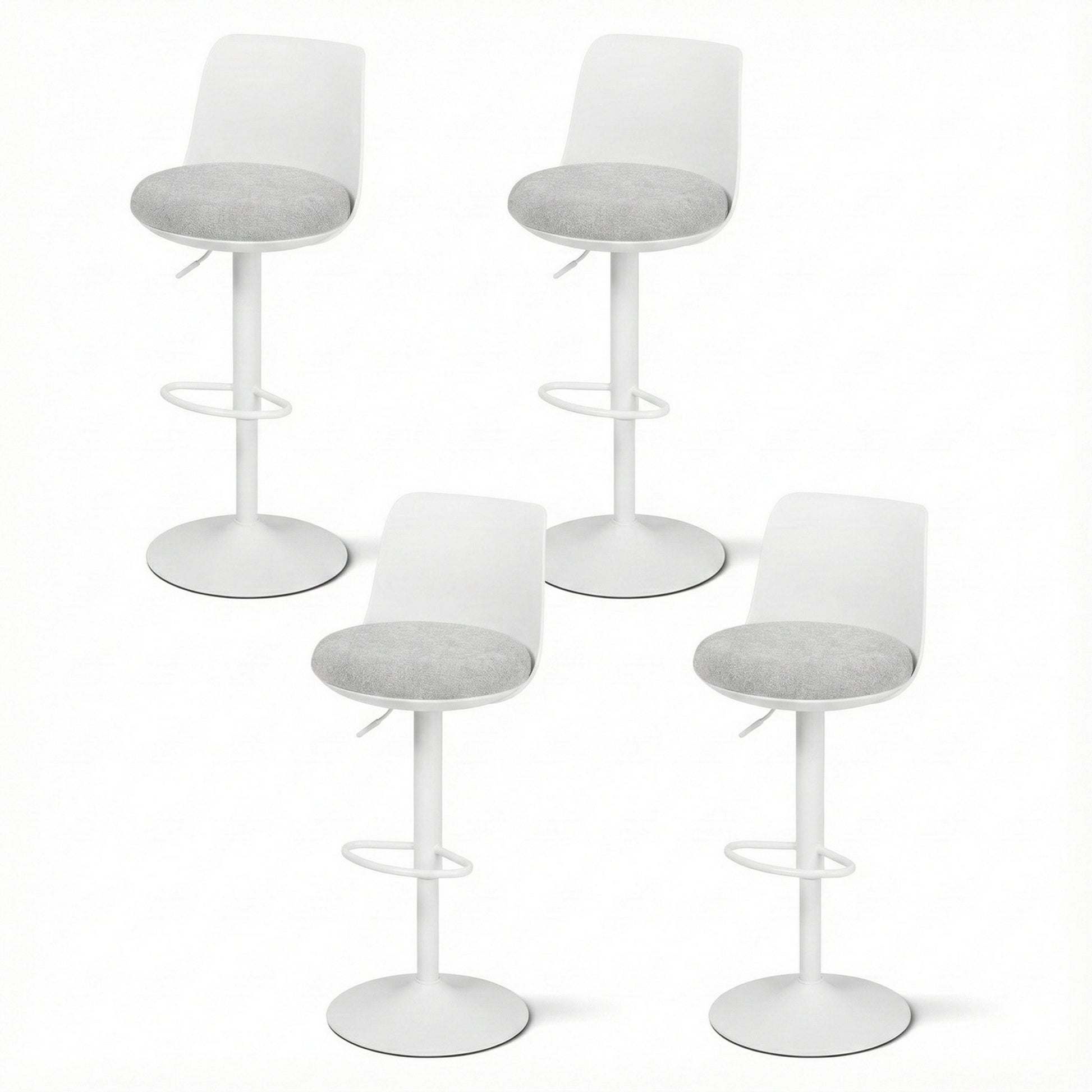 Artiss 4x Bar Stools Kitchen Swivel Gas Lift Counter Dining Chair Curved White - Homecoze