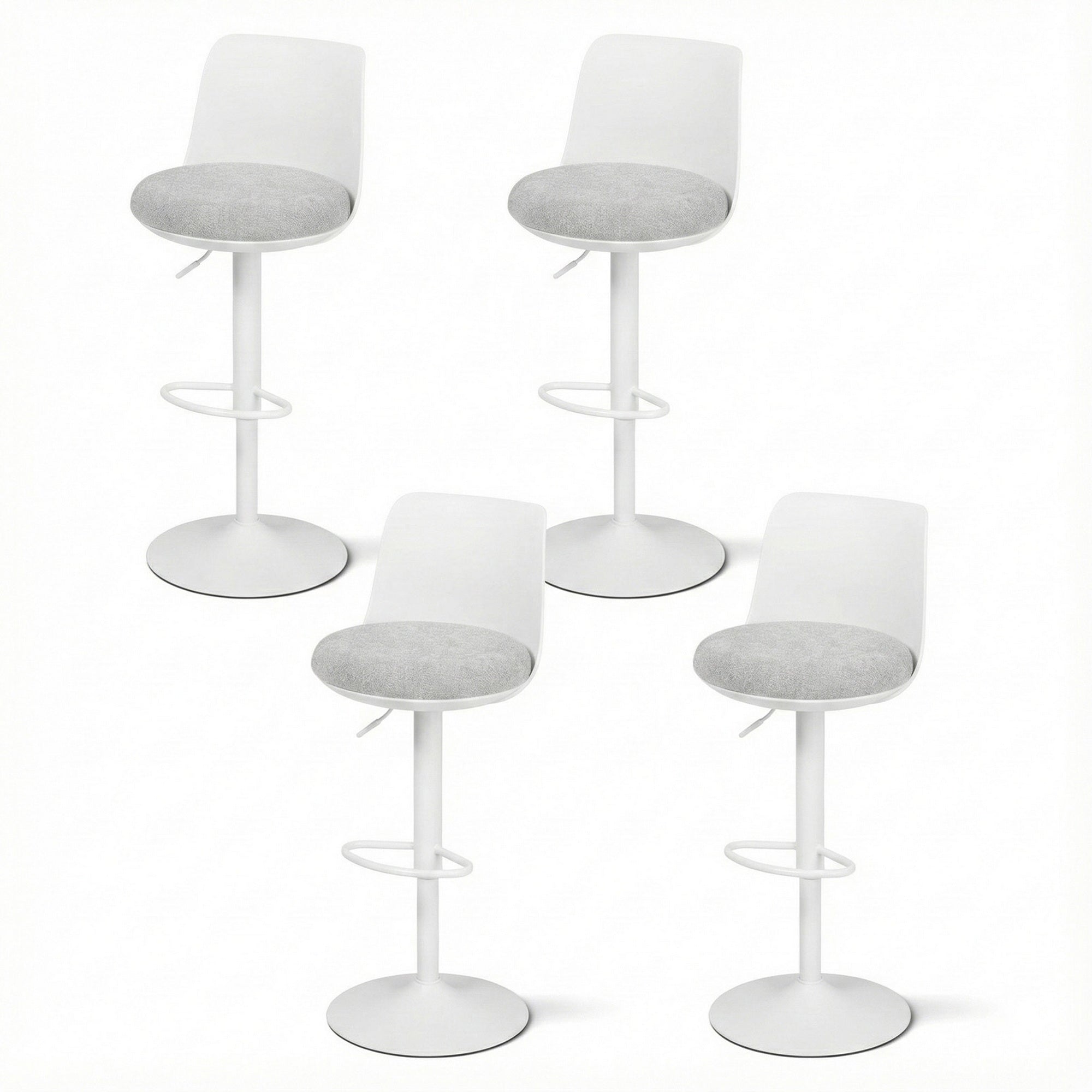Artiss 4x Bar Stools Kitchen Swivel Gas Lift Counter Dining Chair Curved White - Homecoze
