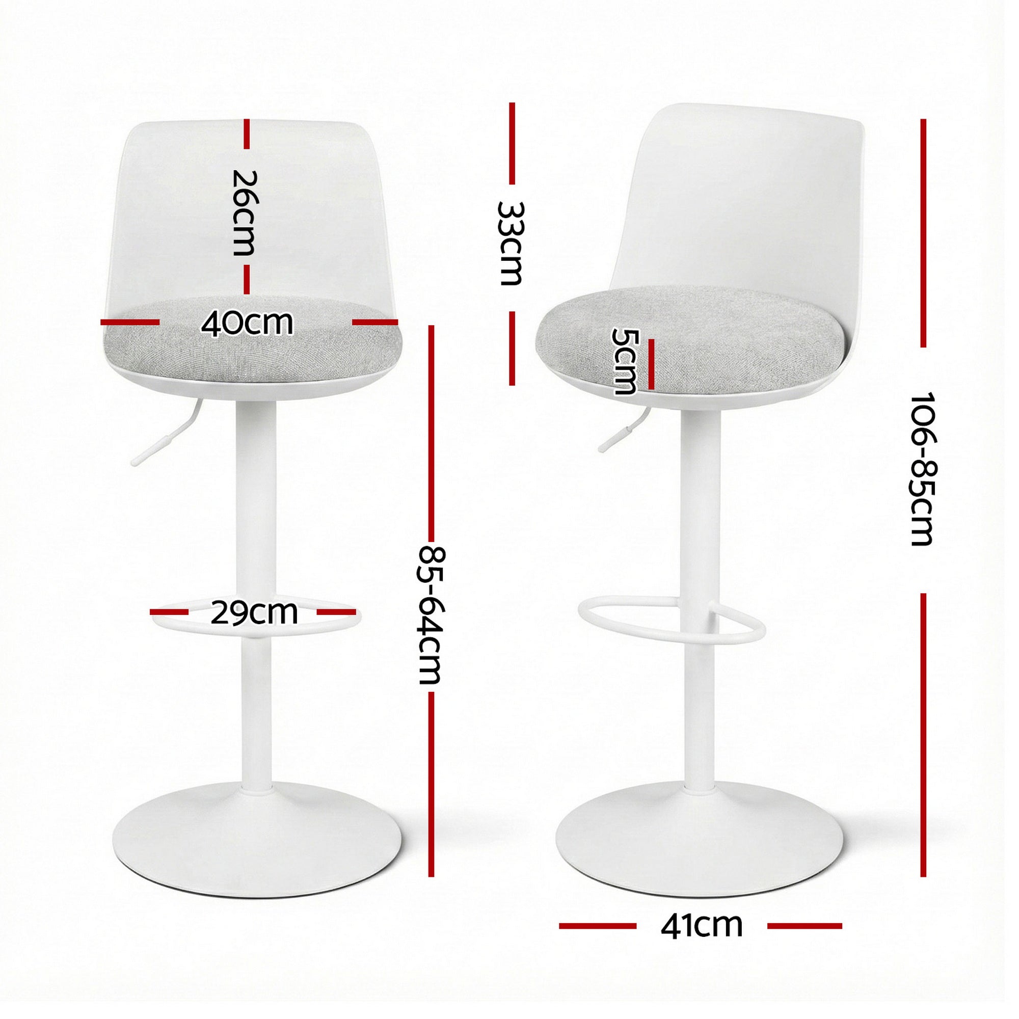 Artiss 4x Bar Stools Kitchen Swivel Gas Lift Counter Dining Chair Curved White - Homecoze