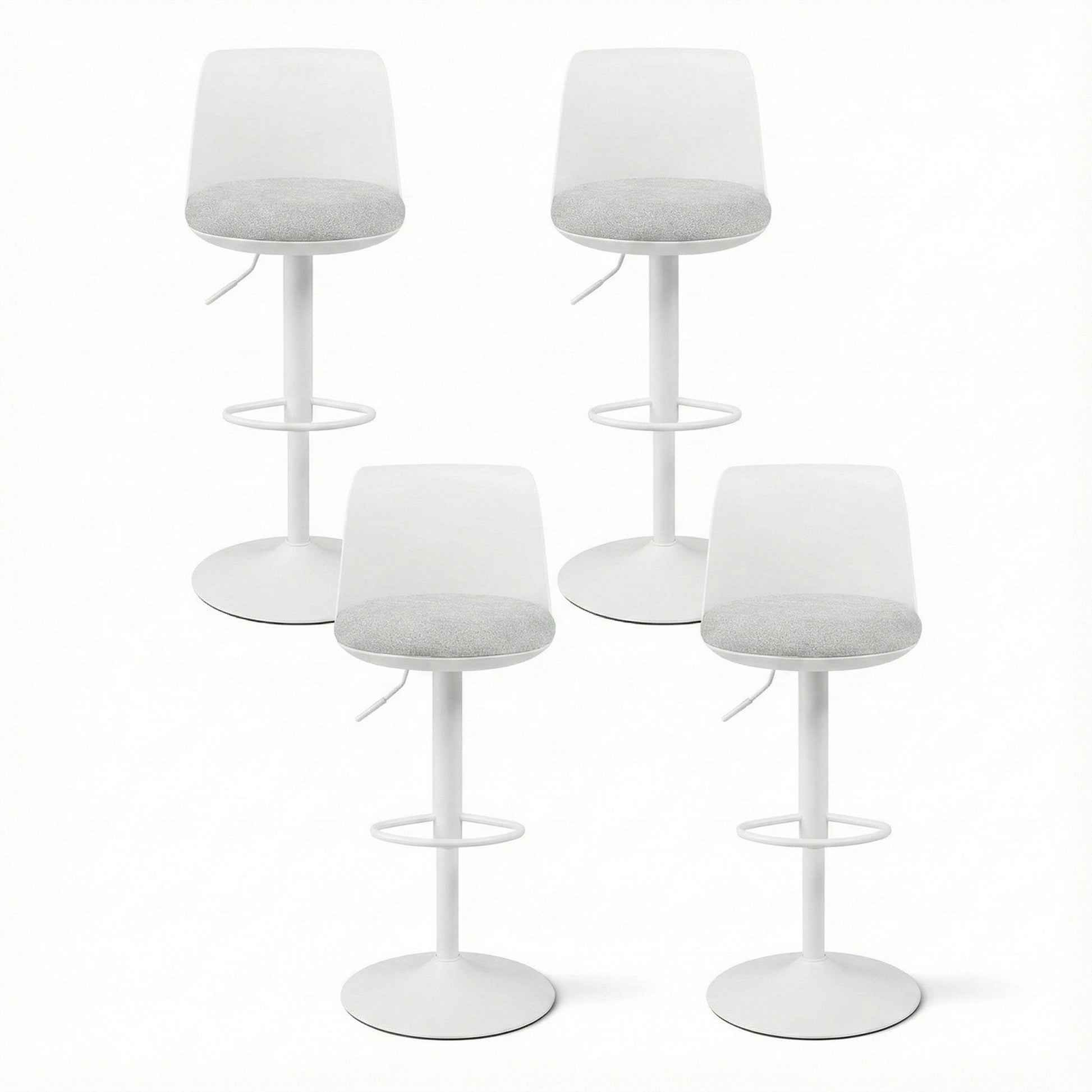 Artiss 4x Bar Stools Kitchen Swivel Gas Lift Counter Dining Chair Curved White - Homecoze