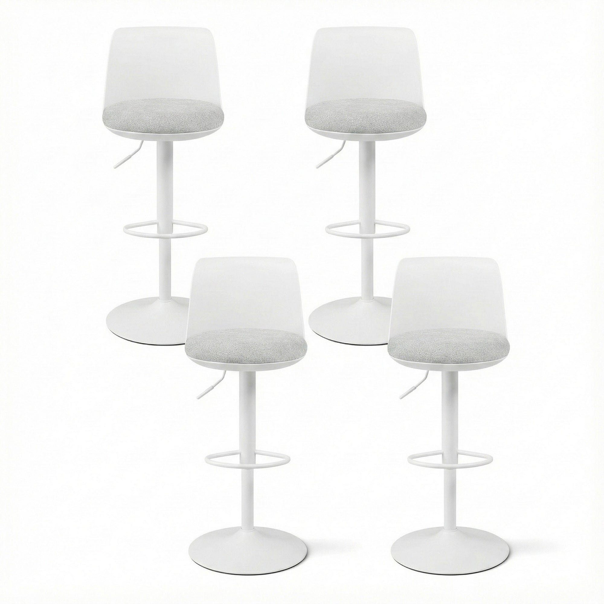 Artiss 4x Bar Stools Kitchen Swivel Gas Lift Counter Dining Chair Curved White - Homecoze