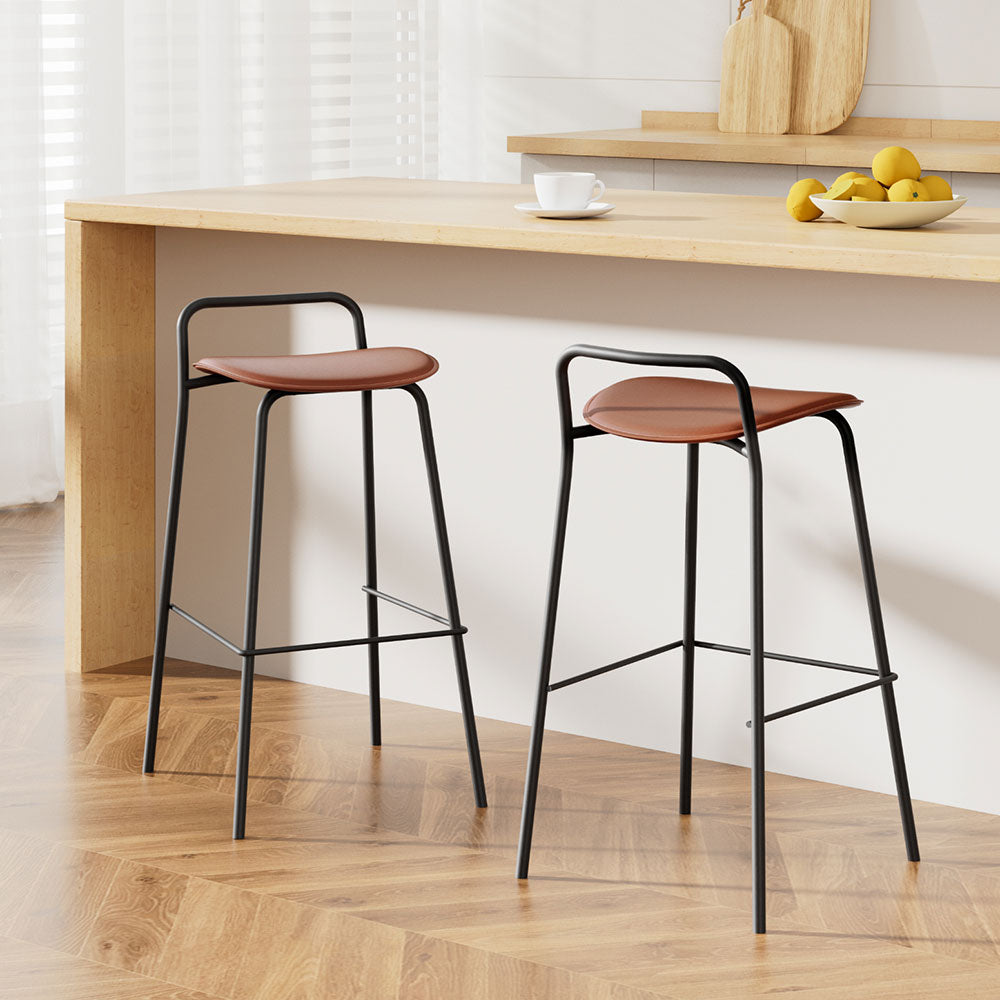 Isla (Set of 2) Bar Stools 75cm - Black - Homecoze