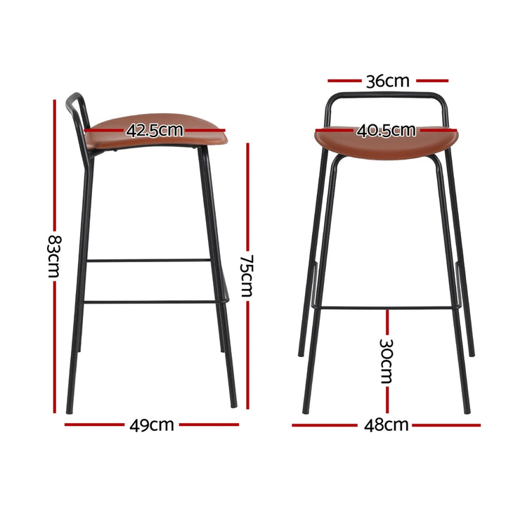 Isla (Set of 2) Bar Stools 75cm - Black - Homecoze