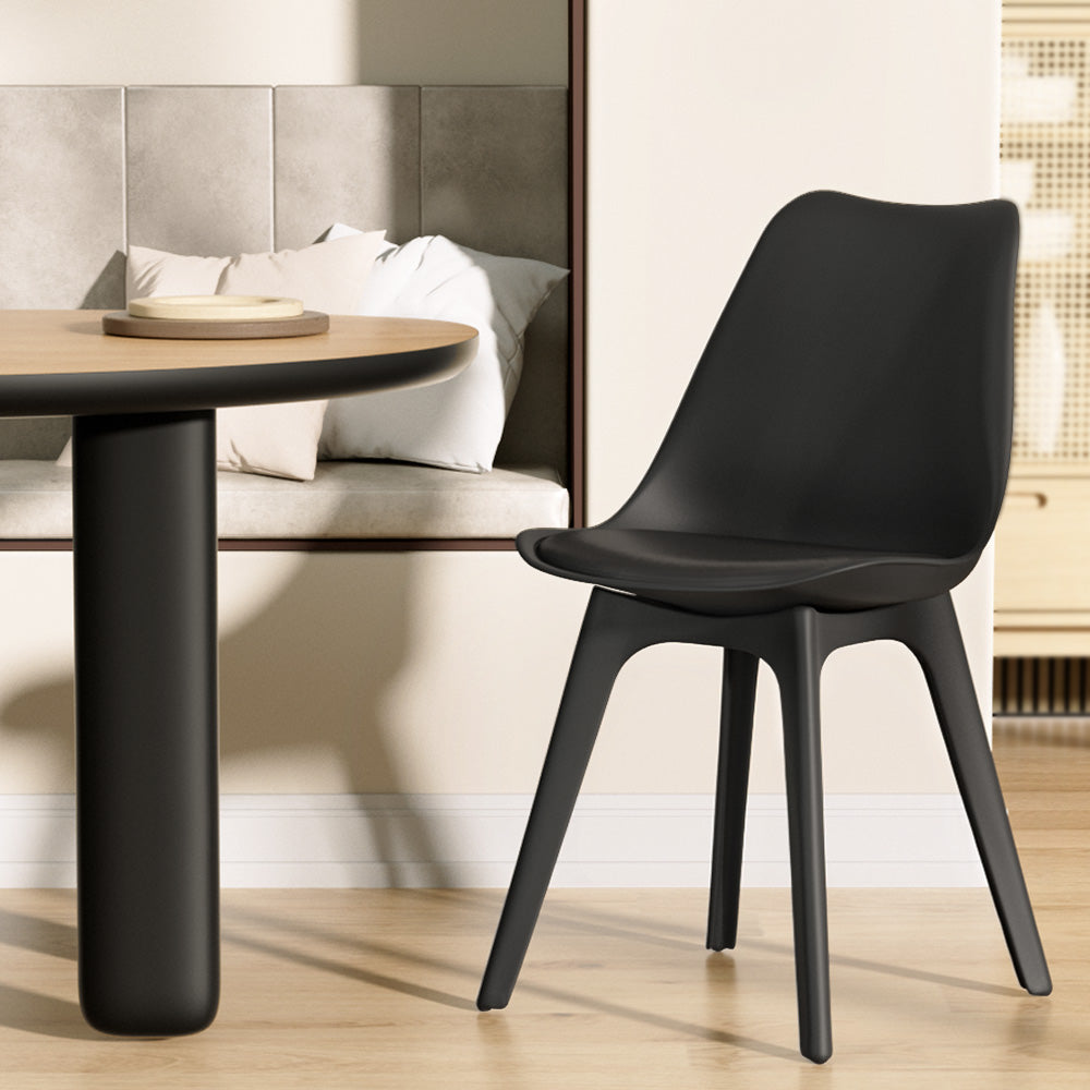 Set of 4 Retro Padded Dining Chair - Black - Homecoze