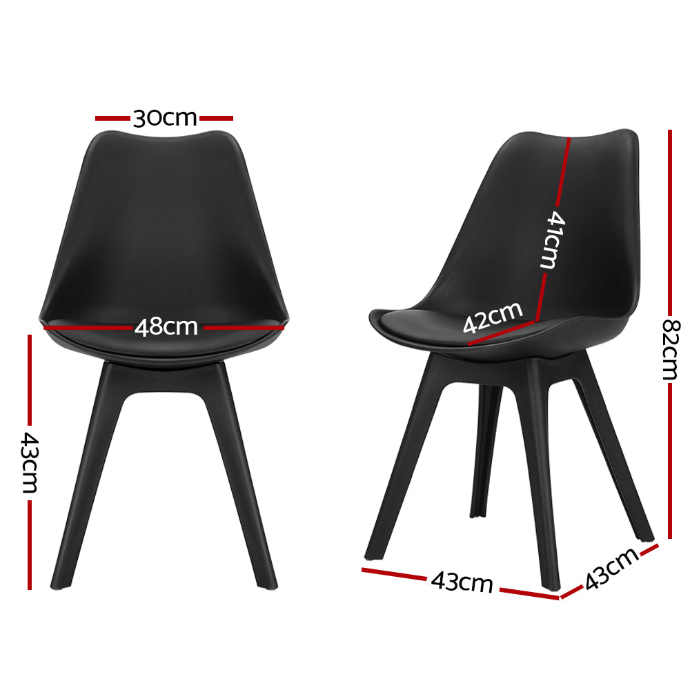 Set of 4 Retro Padded Dining Chair - Black - Homecoze