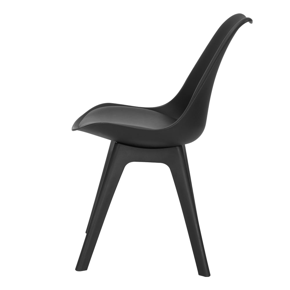 Set of 4 Retro Padded Dining Chair - Black - Homecoze