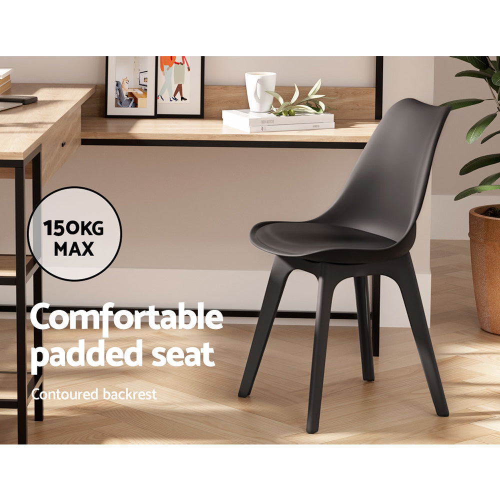 Set of 4 Retro Padded Dining Chair - Black - Homecoze