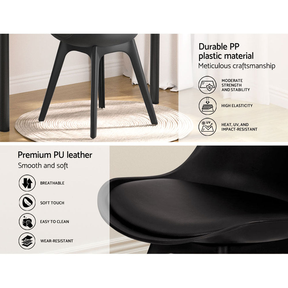 Set of 4 Retro Padded Dining Chair - Black - Homecoze