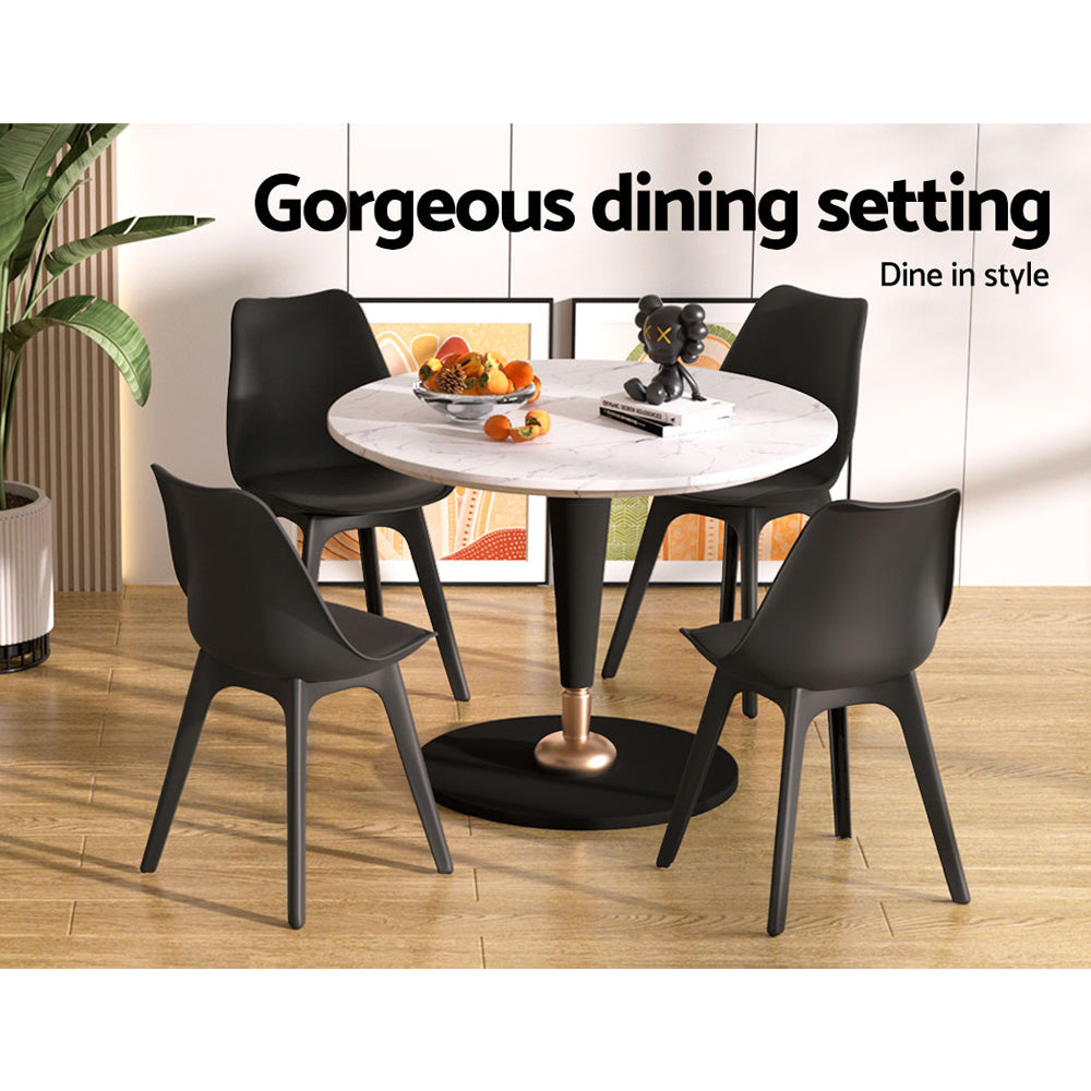 Set of 4 Retro Padded Dining Chair - Black - Homecoze