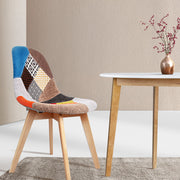 Set of 2 Retro Beech Fabric Dining Chair - Multi Colour - Homecoze