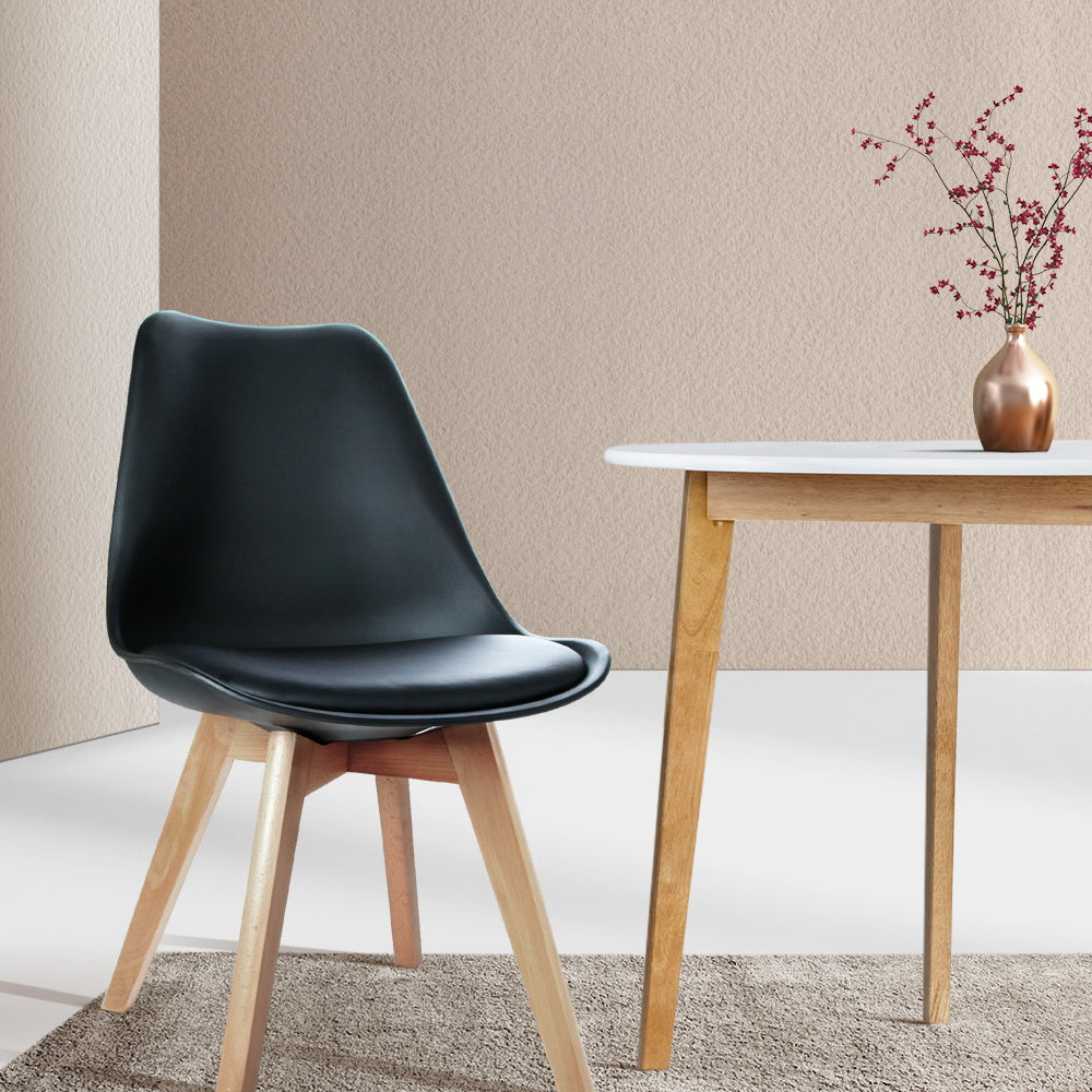 Set of 4 Padded Dining Chair - Black - Homecoze
