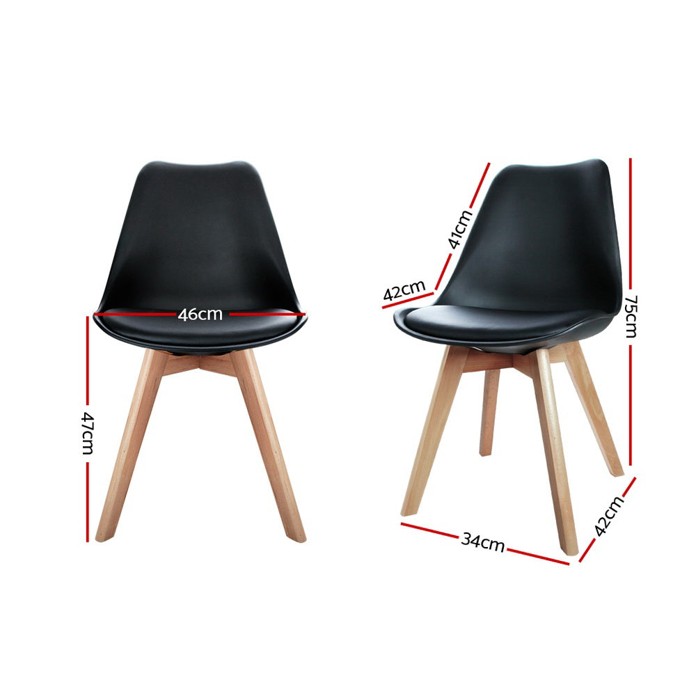 Set of 4 Padded Dining Chair - Black - Homecoze