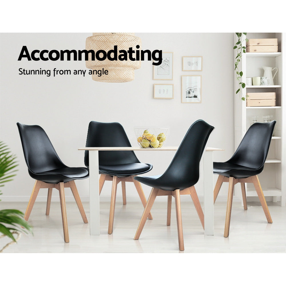 Set of 4 Padded Dining Chair - Black - Homecoze