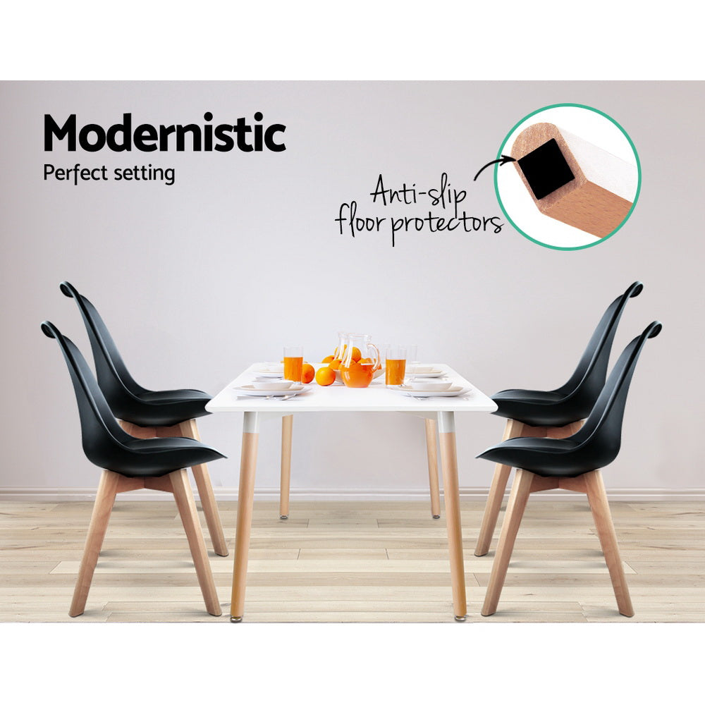 Set of 4 Padded Dining Chair - Black - Homecoze