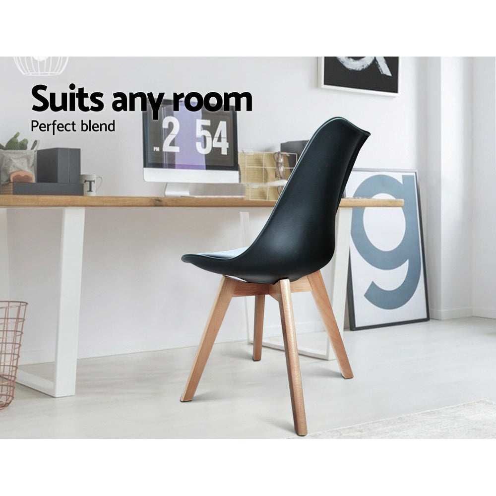 Set of 4 Padded Dining Chair - Black - Homecoze