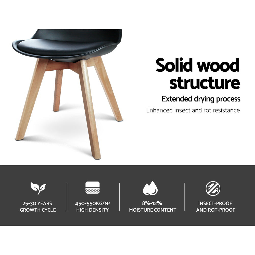 Set of 4 Padded Dining Chair - Black - Homecoze